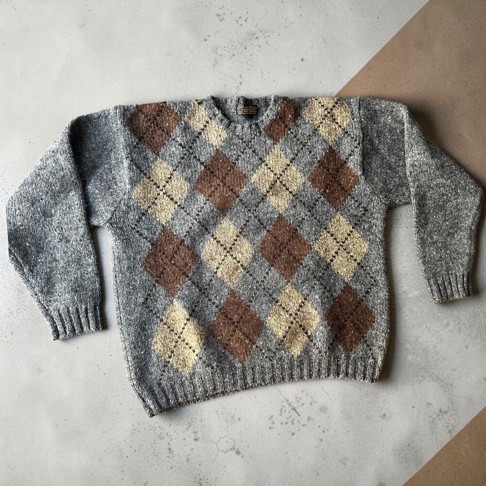 Vintage Brooks Brothers 100% Shetland Wool Argyle Sweater L Hong Kong